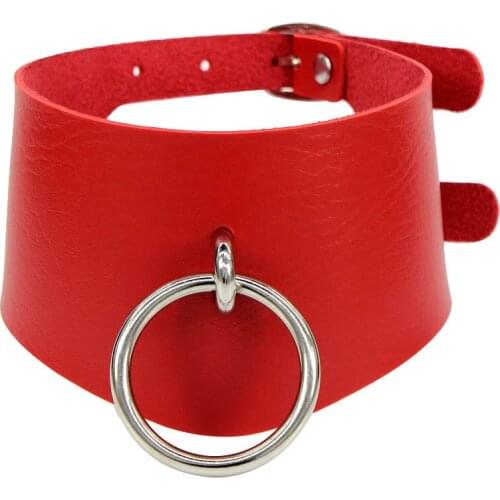 Hot Sale Exaggerated Punk O-Shaped Ring Necklace Foreign Trade Ornament Popular Street Shooting Nightclub PU Leather Collar