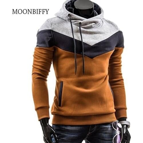 Winner Autumn Hoodies Men Sweatshirt Male Stitching Hooded Hip Hop Long Sleeve Sweatshirt Men Silm Hoodies Outwear