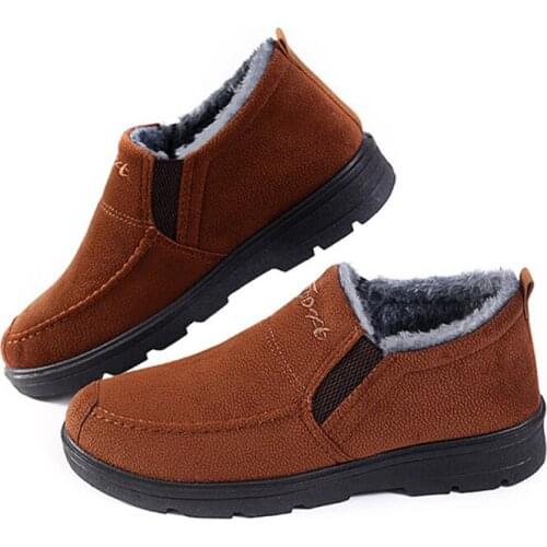 Winter New Mens High-top Casual Cotton Shoes Men Plus Velvet Thick Warm Boots Middle-aged Comfortable Dad Shoes Snow Boots Men