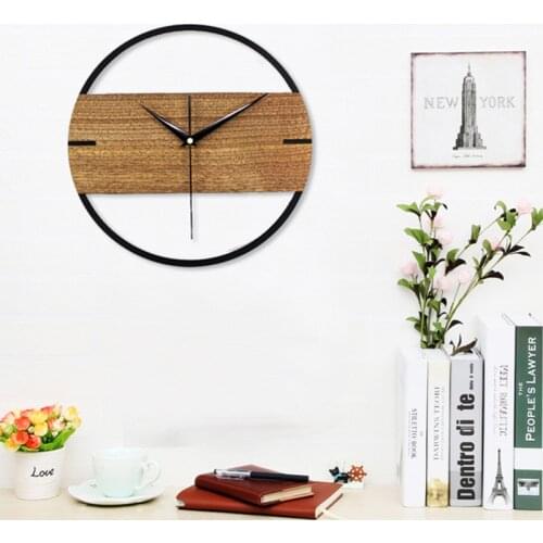 12 inch 3D Silent Vintage Wall Clock Simple Modern Design Wooden Clocks for Bedroom Stickers Wood Wall Watch Home Decor