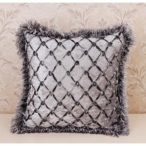 30x50/45x45cm Classic luxury cushion cover tassel fringes grey/black velvet throw pillow case fringes pillow cover