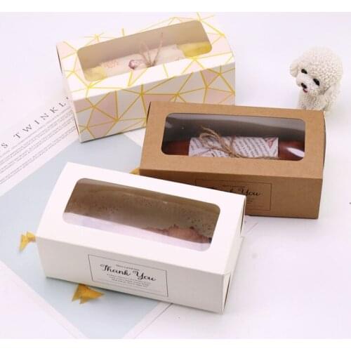 2019 New 200pcs Towel Roll Cake Packaging Box Swiss Roll Snow Crisp Packaging Box Window Opening Carton Box