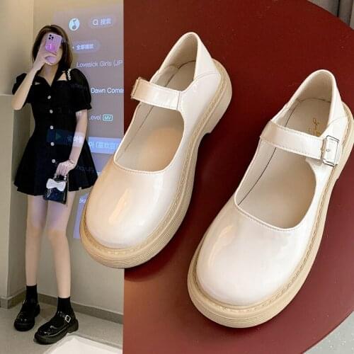 2021 Summer New British Style Womens Shoes Platform Shallow Mouth Low Heels Oxfords Female Footwear Preppy Clogs Retro Leather