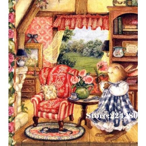 New Warm cute rabbit animal Needlework Cross stitch 14CT Unprinted Embroidery kits Arts Cross-Stitching,DIY Handmade Decor