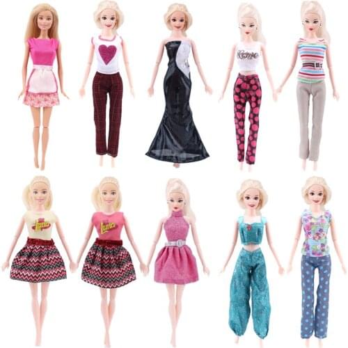 Doll Clothes 1 Set Fashion Multicolor Outfit Dress Shirt Daily Casual Wear Accessories Clothes for Barbie Doll