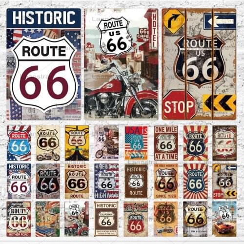 Tin Signs Plaque Metal Vintage Poster Route 66 Metal Sign Wall Decor For Man Cave Bar Pub Club Iron Painting Decorative Plat