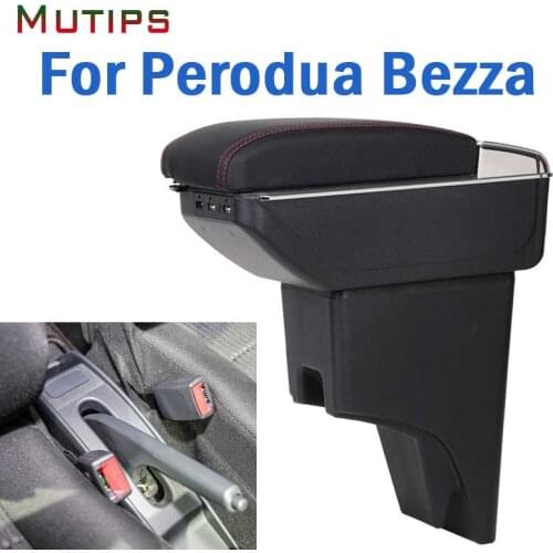 Mutips for Perodua Bezza armrest box leather arm rest car-styling center centre console accessories decoration automobile 2018