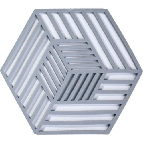 Hollow Insulation Coaster Rubber Trivet Mat Heat Insulating Hollow Pot Holder Mat Non-Slip Hexagon Pot Pads For Kitchen Supplies