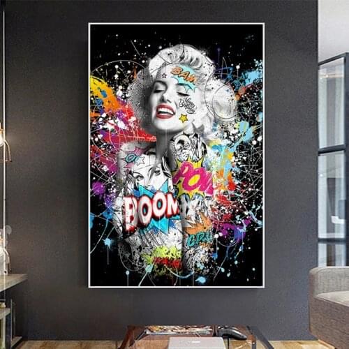 Pop Street Graffiti Art Figure Marilyn Monroe Portrait Canvas Art Posters Print Wall Pictures for Living Room Home Cuadros Decor