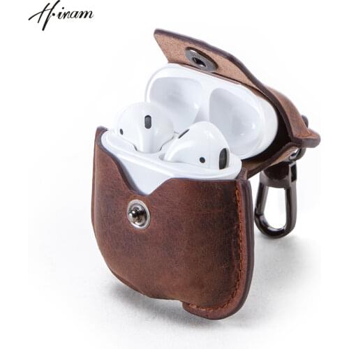 Luxury retro genuine cowhide leather small coin purse women casual wireless earphone cases for airpods pro vintage hasp mini bag