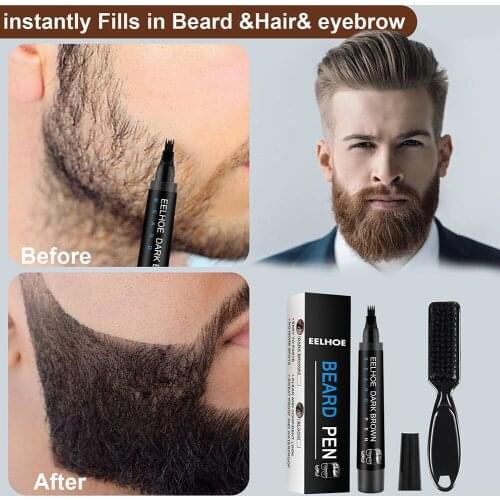 Four Prong Beard Pen Beard Filler Pencil Brush Waterproof Moustache Shaping Coloring Shaping Tools Beard Enhancer