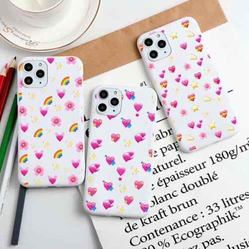 Pink rainbow candy love heart Phone Case for iphone 12 pro max mini 11 pro XS MAX 7 6 Plus X XR Candy white Silicone Cases cover