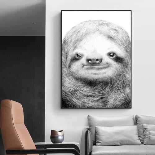 Modern Black and White Animal Canvas Art Painting Nordic Sea lions Abstract Wall Art Posters for Living Room Bedroom Decoration