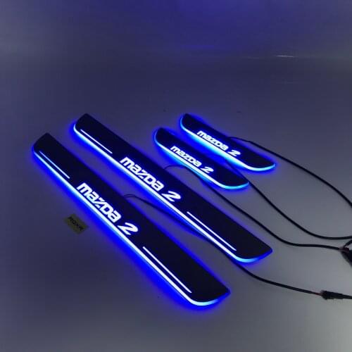 EOsuns Led moving light scuff pedal for mazda 2 daynamic door sill welcome pedal mouldings pedal