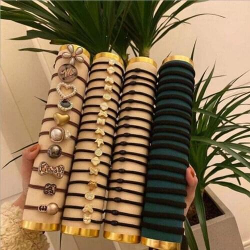60Pcs Women Hair Ring Good Elasticity Rubber Band Ponytail Holder Metal Ornament Elastic Hair Ties Easy to Use for Daily Life