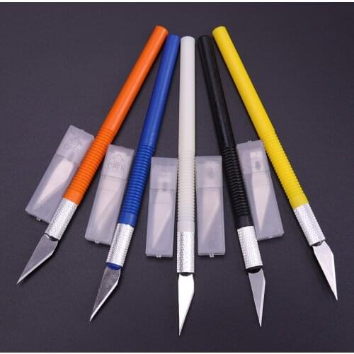 1Set 6 Blades Non-Slip Metal Wood Knife Tools Cutter Engraving Craft knives Fruit Carving Tools DIY Stationery Utility Knife