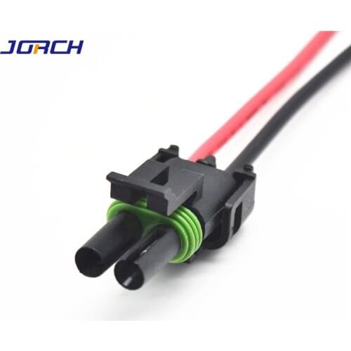 1pcs 2 way female Delphi wire harness plug waterproof auto connector housing 12015792 with UL1015 14AWG 15cm wire harness