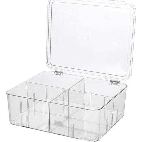 12.01x9.84x3.94in Plastic Tea Bag Holder Stackable Pantry 8 Divided Food Safe BPA Storage Bin Box With Hinged Organizer