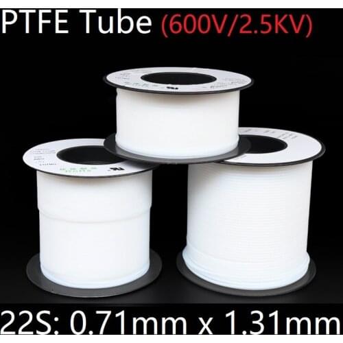 2M 22S 0.71mm x 1.31mm PTFE Tube T eflon Insulated Rigid Capillary F4 Pipe High Temperature Resistant Transmit Hose 600V White