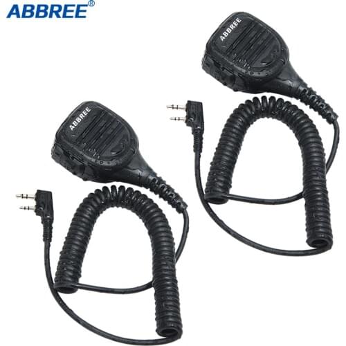 2pcs Abbree AR-760 2 Pin PTT Remote Rainproof Speaker Mic for Radio Kenwood TYT Baofeng Walkie Talkie UV-5R 888S UV-82 uv-s9