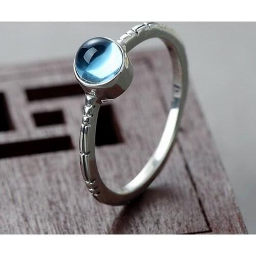 2020 new s925 pure silver topaz silver ring for women small fresh and simple fashion jewelry female ring