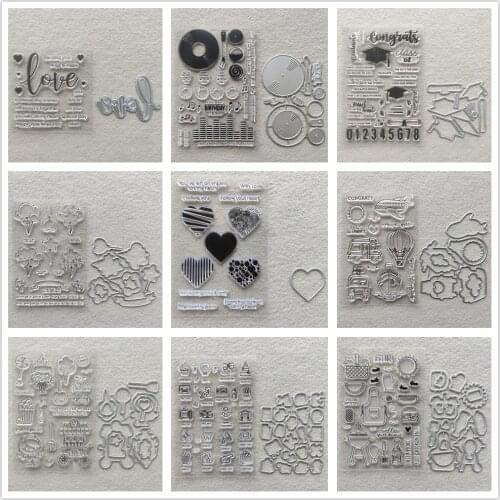 29 Styles) 2021 Love Letters Clear Stamps and Metal Cutting Dies DIY Scrapbooking Embossing Album Seal Template Punch Stencils