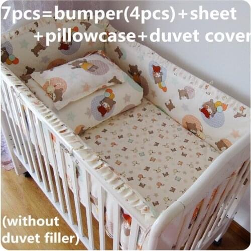 Promotion! 6/7PCS Baby boy crib set Cot set bedding Baby Bedding for babies in a crib , 120*60/120*70cm