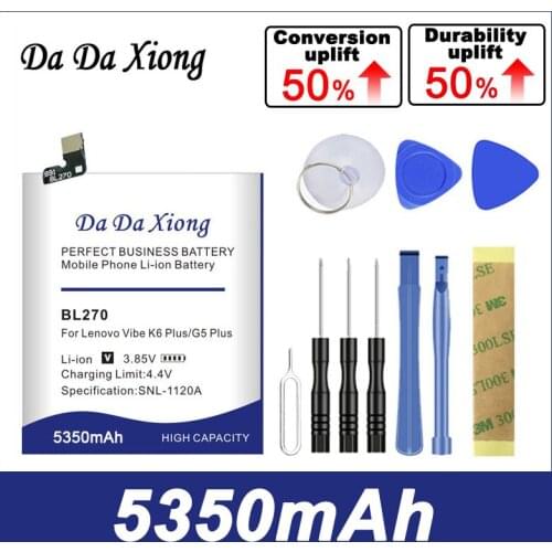 0 cycles 5200mAh Battery BL270 For Lenovo Vibe K6 Plus G5 Plus G Plus High Capacity Smart Phone Batteries