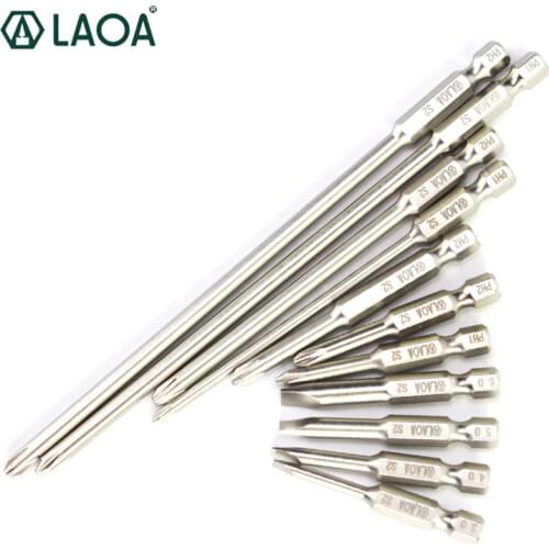 LAOA Phillips Slotted Bit 2PCS Electric Screwdriver Bit S2 Alloy Steel Pneumatic Magnetic Bits Hand Drill Bits