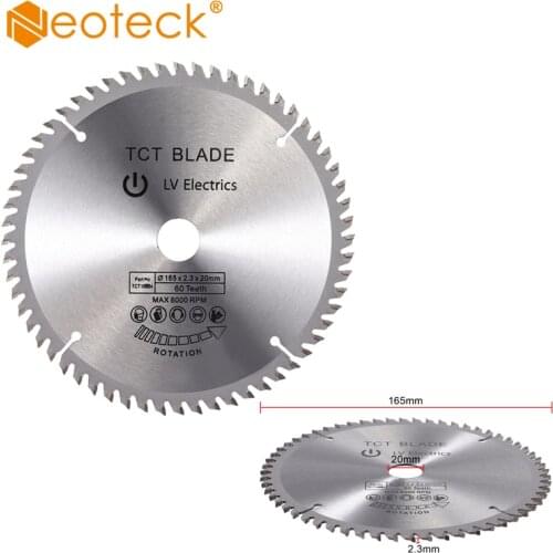 Neoteck TCT Circular Saw Blade Disc 165mm 60T 16mm Bore For Hard And Soft Wood Cutting For Dewalt Makita Bosch Blade
