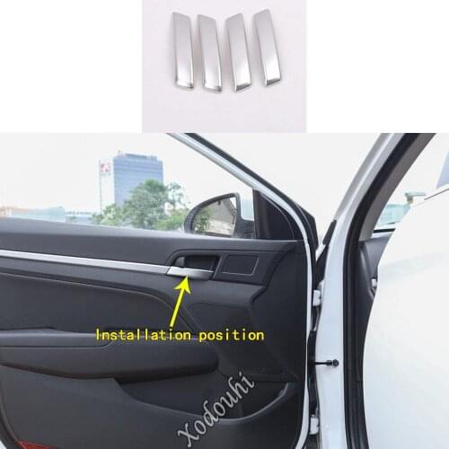 For Hyundai Elantra Avante 2016 2017 2018 2019 2020 Car Sticker Trim Styling Door Inner Handle Armrest Handrail Frame Panel 4pcs