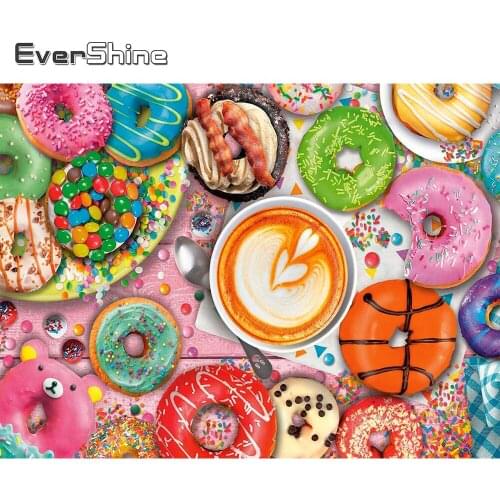 Evershine DIY Diamond Embroidery Donut Cross Stitch 5D Diamond Painting Food Picture Rhinestone Mosaic Handmade Hobby