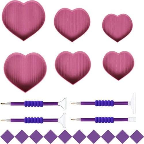 5D Diamond Painting Tool Heart-Shaped Drill Diamond Tray Box Diamond Embroidery Accessories Point Drill Pen And Clay