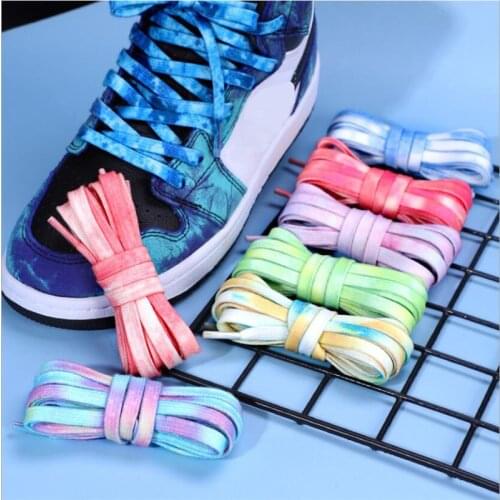 Oil Painting High-top Canvas Sneakers Shoelaces Colorful Tie Dye Candy Colors Fashion Women Men Flat Shoe Laces 120cm