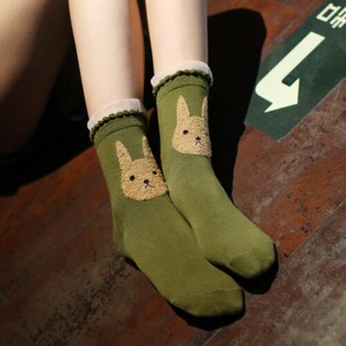 Cute 2021 Autumn Winter Women Sock Lovely 3D Ears Animal Women Panda Brear Pig Giraffe Cartoon Socks Cotton Socks