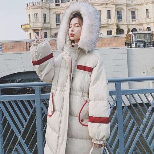 Long-Sleeved Fashion Jacket Womens Winter Parka Coat 2021 New Korean Long 90% White Duck Down Natural Fur Collar Thick Loose
