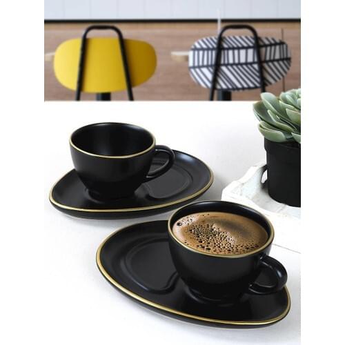 Fashion Ceramic Coffee Cup and Saucer Straight Latte Cup Cappuccino Couple Espresso Coffee Cups Drinkware Morning Gift