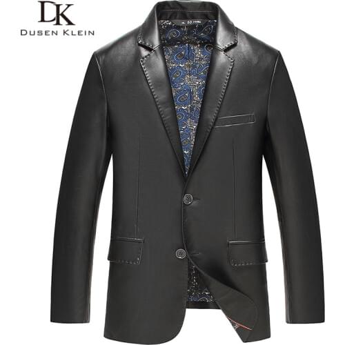 Man leather suit coats Dusen Klein Brand New arrival Genuine leather jackets Slim/Fashion sheepskin leather coats black DK719