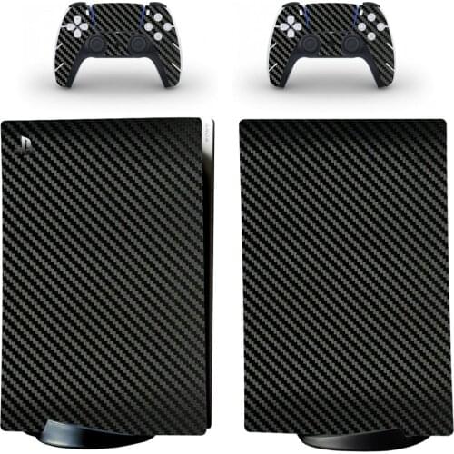 Carbon Fiber PS5 Digital Edition Skin Sticker Decal Cover for PlayStation 5 Console and 2 Controllers PS5 Skin Sticker Vinyl