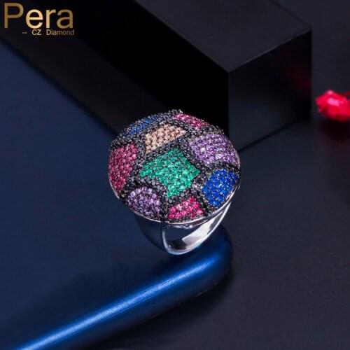 Pera Cute Colorful Cubic Zirconia Adjustable Size Tortoise Shell Shape Finger Rings for Ladies Summer Jewelry Accessories R161