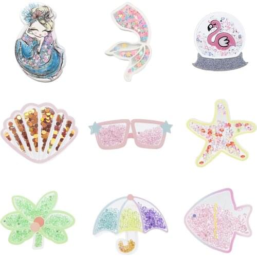 Beach Ocean Series Mermaid Shell Quicksand Acrylic Planar Resin DIY For Bow-knot Phone Case Craft Decoration Accessory5Yc19066