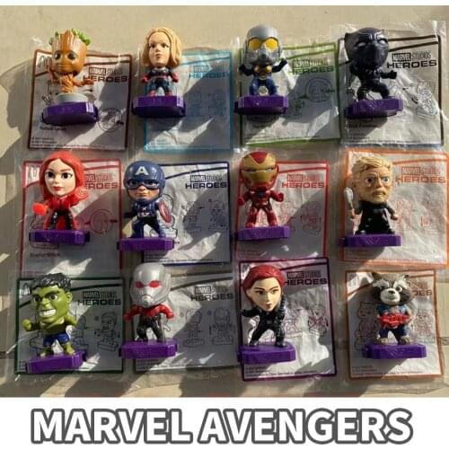Marvel Avengers Happy Meal Children Prize Toys Groot Hulk Iron Man Captain America Thor Model Anime Figures Collect Gifts