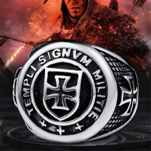 SECRET BOYS - Knights Templar 316L Stainless Steel Mens Fashion Gothic Cross Punk Ring Jewelry