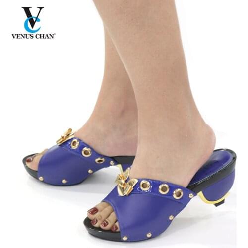 NEW 2020 Summer Sexy Slides Blue Color STRAPPY High Heel Fashion Slip On Slides Outside Slippers
