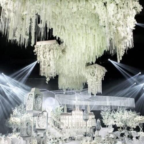 2M long White Elegant Artificial Orchid flower Wisteria Vine Rattan Wedding flower Garland Home Ornament Party Props