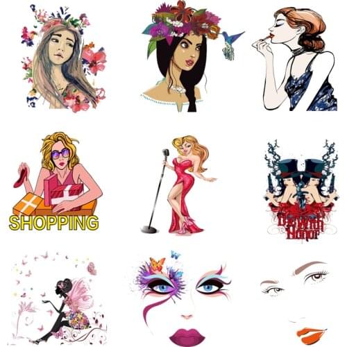 Iron-on Transfers for Clothing Patches for Clothes Stickers Diy Lady Patch Flex Fusible Transfer Vinyl Adhesive Stripe Rock J