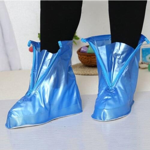1Pair PVC Waterproof Protector Shoes Boot Cover Unisex Waterproof Zipper Rain Shoe Covers High-Top Anti-Slip Rain Shoes Cases