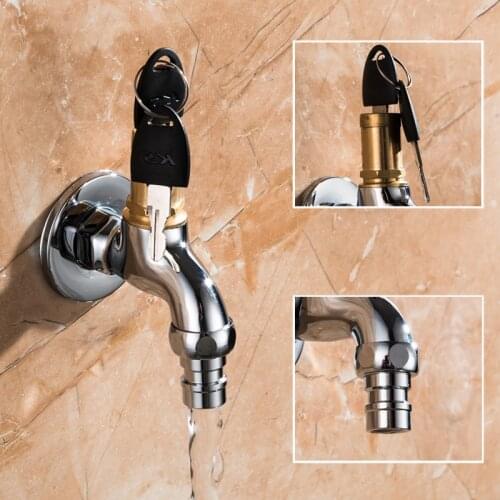 High Quality Brass Bibcock Outdoor Water Tap 1/2 Inch With Lock Faucet Basin Tap Washing Machine Water Garden Faucet