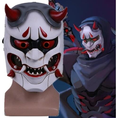 OW Shimada Genji Devil Skin Japanese Traditional Prajna Hannya Horror Ghost Mask Cosplay Resin Masks Adult Halloween Costume
