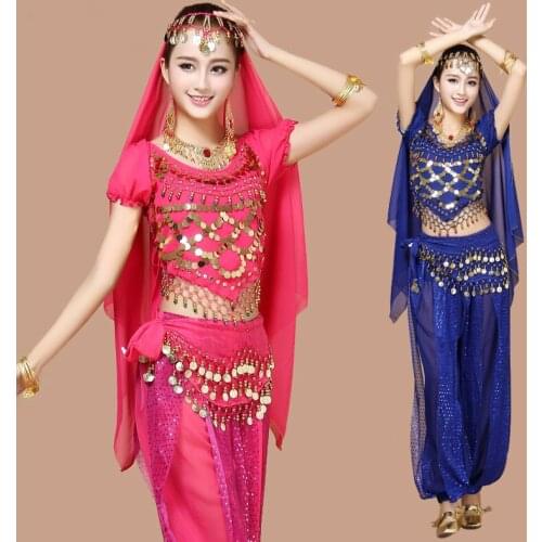 4pcs/Set Women Oriental Belly Dancing Costume Sets Egyption Egypt Belly Dance Costume Bollywood Adult Indian Bellydance Dress